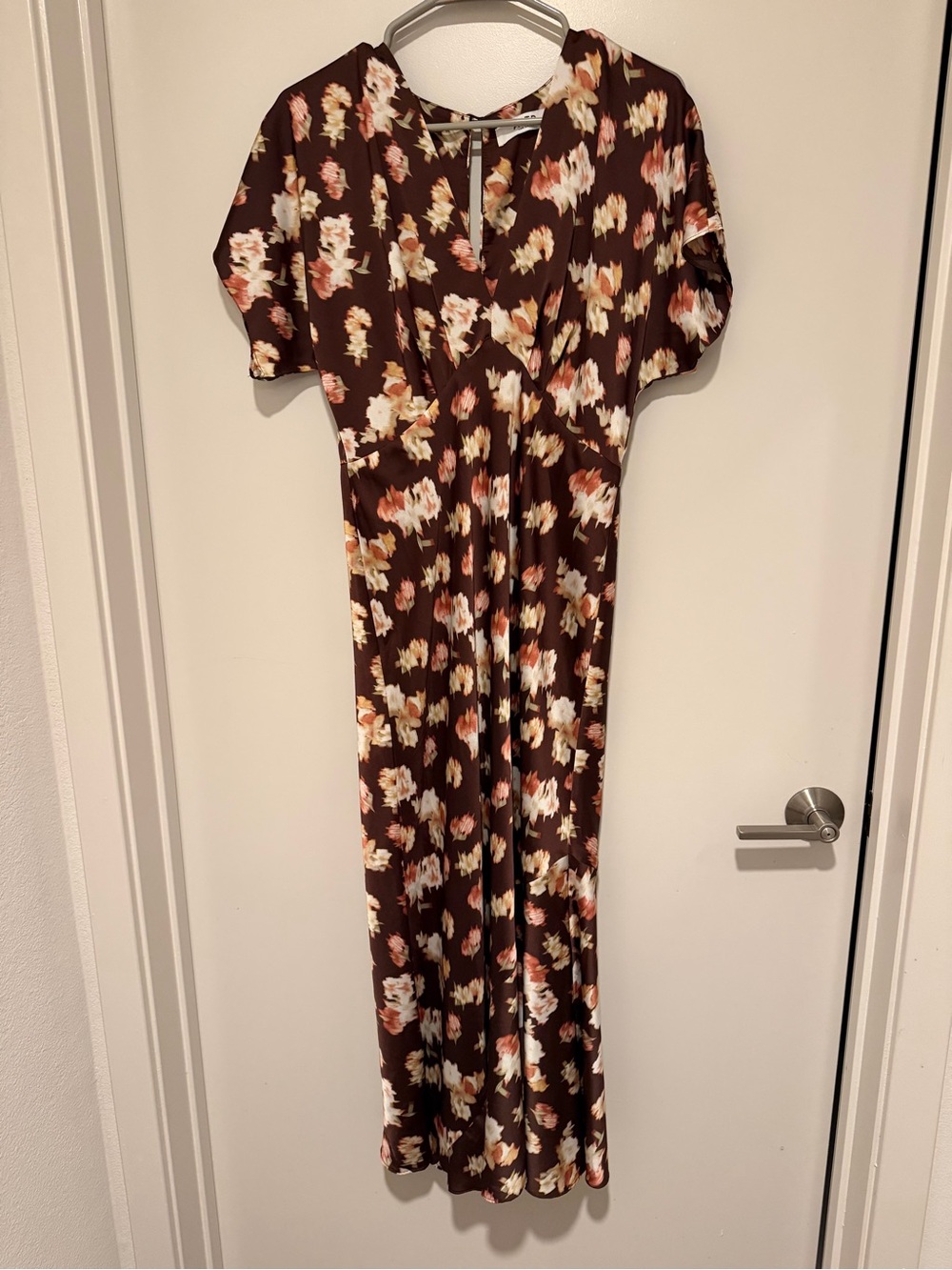Astr Brown Floral Maxi Dress with Cream & Pink Accents
